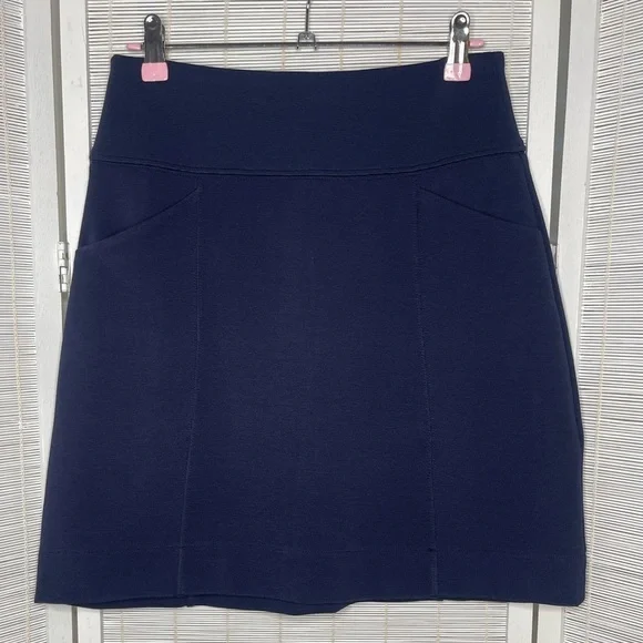 Maeve Anthropologie Navy Stretch Skirt High Waist Pockets Structured XS - Picture 1 of 7
